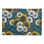 ひまわりの花とデイジー、夏の庭2 枕カバー (裏面-左)