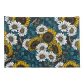 ひまわりの花とデイジー、夏の庭2 枕カバー (裏面-右)