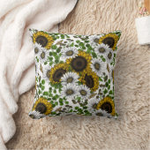 ひまわりの花とデイジー、夏の庭3 クッション (ブランケット)