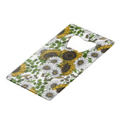 ひまわりの花とデイジー、夏の庭3 クレジットカード栓抜き (正面アングル)