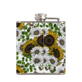 ひまわりの花とデイジー、夏の庭3 フラスク (裏面)
