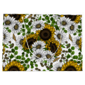 ひまわりの花とデイジー、夏の庭3 ラージペーパーバッグ (裏面)