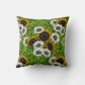 ひまわりの花とデイジー、夏の庭 クッション (裏面)