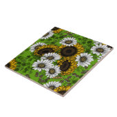 ひまわりの花とデイジー、夏の庭 タイル (側面)