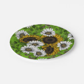 ひまわりの花とデイジー、夏の庭 ペーパープレート (アングル)