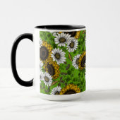 ひまわりの花とデイジー、夏の庭 マグカップ (左)