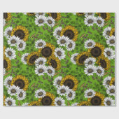 ひまわりの花とデイジー、夏の庭 ラッピングペーパー (フラット)