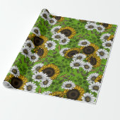 ひまわりの花とデイジー、夏の庭 ラッピングペーパー (アンロールド)