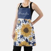 ひまわりの花とネイビーパーソナライズされたル エプロン (インサイチュ)