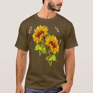 ひまわりの花とハチ夏ひまわり救はビーツ Tシャツ