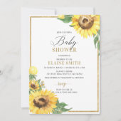 ひまわりの花とハチ男女兼用の赤ちゃんシャワー 招待状 (正面)