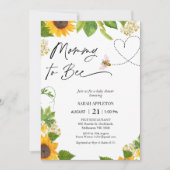 ひまわりの花とハートママへビー赤ちゃんシャワー 招待状 (正面)