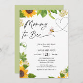 ひまわりの花とハートママへビー赤ちゃんシャワー 招待状 (正面/裏面)