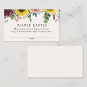 ひまわりの花とバラおむつラッフルインサートカード エンクロージャーカード (正面/裏面)