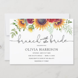 ひまわりの花とバラのブランチと花嫁シャワー 招待状