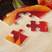 ひまわりの花とバラのMarket写真 ジグソーパズル (側面)