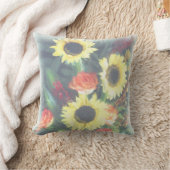 ひまわりの花とバラアメリカのMoJo枕 クッション (ブランケット)