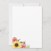 ひまわりの花とバラブライダルシャワーへの招待 招待状 (裏面)