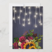 ひまわりの花とバラ素朴な海軍ブライダルシャワー 招待状 (裏面)