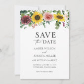 ひまわりの花とバラ結婚式の日付を保存 (正面)