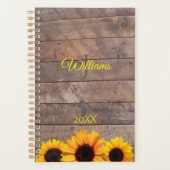 ひまわりの花とバーンウッドパーソナライズされたモノグラムの日 プランナー手帳 (正面)