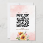 ひまわりの花とピンクのバラの結婚式を招待 招待状 (裏面)