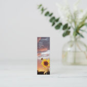 ひまわりの花とピンクの夏の夕日 スキニー名刺 (スタンド正面)