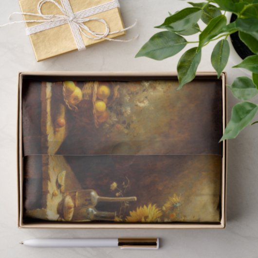 ひまわりの花とフルーツ絵を描の切り離し 薄葉紙 (ギフト)