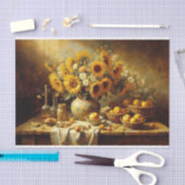 ひまわりの花とフルーツ絵を描の切り離し 薄葉紙 (クラフト)