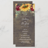 ひまわりの花とブルゴーニュ赤バラ結婚式 プログラム (正面/裏面)
