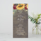 ひまわりの花とブルゴーニュ赤バラ結婚式 プログラム (スタンド正面)