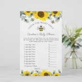 ひまわりの花とミツバチ赤ちゃんシャワー推定価格ゲーム (スタンド正面)