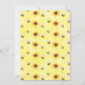 ひまわりの花とミツバチBee-Day最初の誕生日 招待状 (裏面)