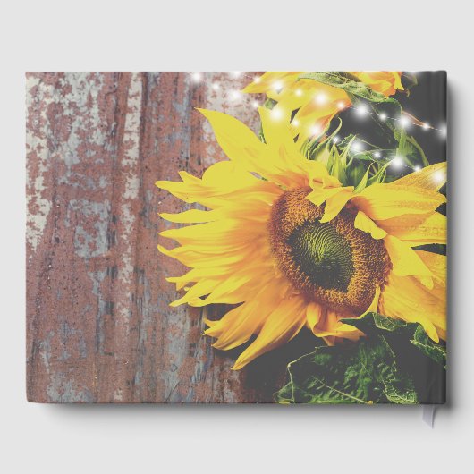 ひまわりの花とライトカントリー素朴ウェディング ゲストブック (裏面)