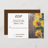 ひまわりの花とライトカントリー素朴ウェディング 出欠カード (正面/裏面)