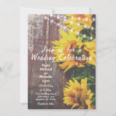 ひまわりの花とライトカントリー素朴ウェディング 招待状 (正面)