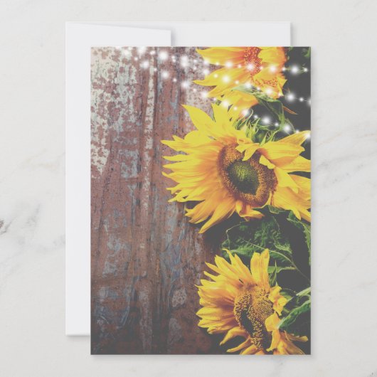 ひまわりの花とライトカントリー素朴ウェディング 招待状 (裏面)