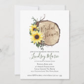 ひまわりの花とログスライスブライダルシャワー 招待状 (正面)