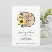 ひまわりの花とログスライスブライダルシャワー 招待状 (スタンド正面)