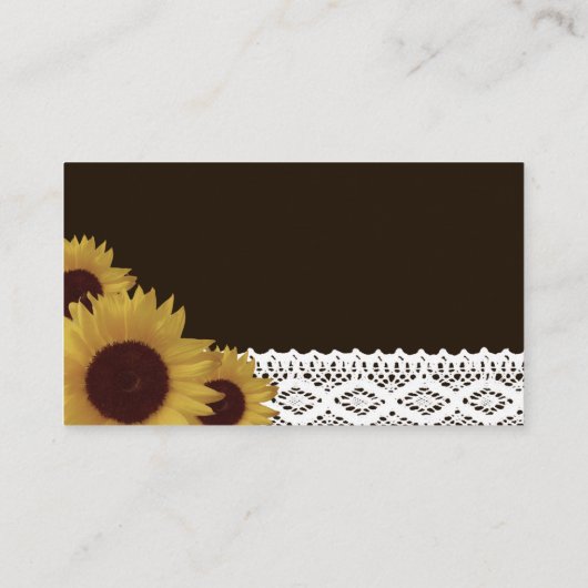 ひまわりの花とヴィンテージレース結婚のウェブサイト エンクロージャーカード (裏面)