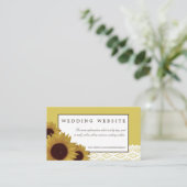 ひまわりの花とヴィンテージレース結婚のウェブサイト エンクロージャーカード (スタンド正面)