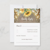 ひまわりの花と光の国素朴の結婚式RSVP 出欠カード (正面)