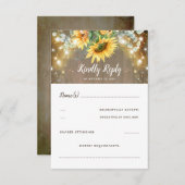 ひまわりの花と光の国素朴の結婚式RSVP 出欠カード (正面/裏面)