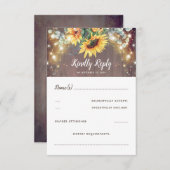 ひまわりの花と光の国素朴の結婚式RSVP 出欠カード (正面/裏面)