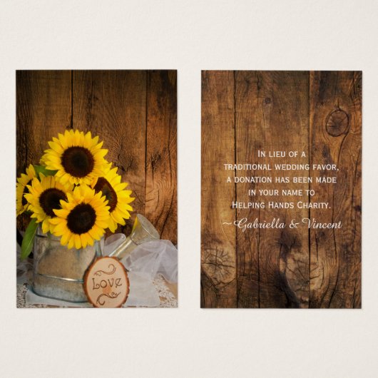 ひまわりの花と園散水缶結婚のチャリティー (正面&裏面)
