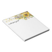 ひまわりの花と妖精のラパーソナライズされたイト ノートパッド (アングル)