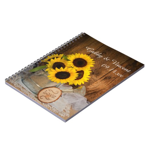 ひまわりの花と庭の散水缶納屋結婚の ノートブック (左側)