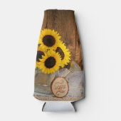 ひまわりの花と庭の散水缶結婚式の引き出物 ボトルクーラー (正面)