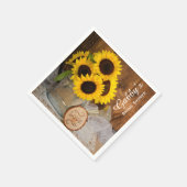 ひまわりの花と庭散水缶ブライダルシャワー スタンダードカクテルナプキン (角)