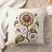 ひまわりの花と愛 クッション (ブランケット)